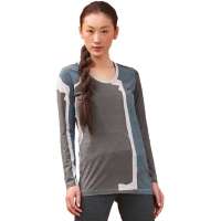 茵曼 几何拼接扎染圆领长袖T恤女宽松821021192绿拼色M