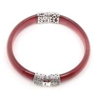 沃佳诺娃复古银 银镶红玛瑙手镯