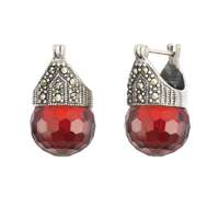 沃佳诺娃复古银 银镶石榴石耳环