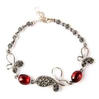 沃佳诺娃925银复古银石榴石翩翩蝶舞手链