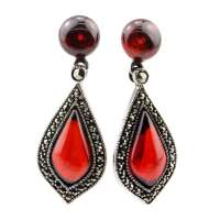 沃佳诺娃复古银精品银镶石榴石火凤凰耳环