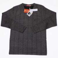 纤丝鸟羊毛色拉姆男V领麻黑色(XL)8521