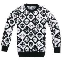 Cendile圣迪勒男装时尚黑白骷髅头圆领毛衫SW101271黑色S
