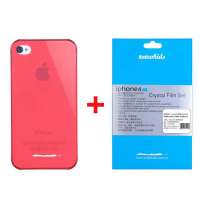 Snowkids苹果附件 iphone4/4S 二合一套装(磨砂保护壳(石榴红)+高透膜)