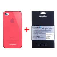 Snowkids苹果附件 iphone4/4S 二合一套装(磨砂保护壳(石榴红)+磨砂膜)