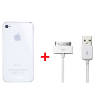 Snowkids苹果附件 iphone4/4S 二合一套装(磨砂保护壳(圣诞白)+数据线)