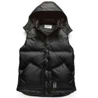 佐丹奴仿皮撞色连帽羽绒背心 04071594(09 黑色/大码)