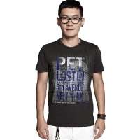 OLOMO欧莱诺男装抽象图案字母印花短袖T恤112911438450(深灰色/L)