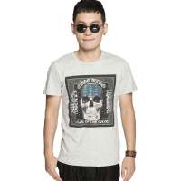 OLOMO欧莱诺男装酷尚骷髅头印花短袖T恤112911458052(花灰色/XL)