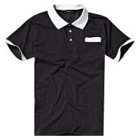 OLOMO欧莱诺男装时尚小波点短袖POLO衫112911389050(黑色/L)