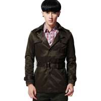 唐狮男单排扣中长款风衣11131105410451207(橄榄绿XXL)