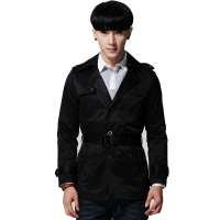 唐狮男单排扣中长款风衣11131105410490103(黑色S)