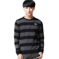 唐狮男圆领两色条纹线衫11131104300809204(深麻灰M)