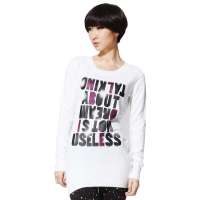 唐狮女圆领印花线衫11132104311710106(本白XL)