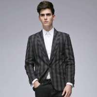 GXG 男士时尚格纹休闲西服#03101426 黑灰格(L)