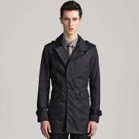 GXG 潮流时尚的立领翻领两穿风衣#03108558 黑色(L)