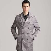 gxg1978 男士斯文时尚格纹风衣#03608447 灰色(M)