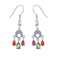 Fedora斐达罗 天然碧玺耳环 天然宝石耳环 925银宝石耳环EBBX306