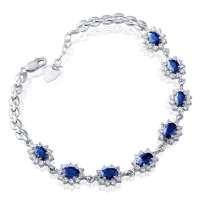 Fedora斐达罗 天然蓝宝石手链 欧美时尚宝石手链 925银手链FDSBLB1086R