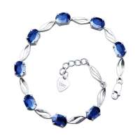 Fedora斐达罗 天然蓝宝石手链 韩版时尚手链 椭圆形宝石手链SBLB112