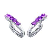 Fedora斐达罗 天然紫水晶耳环 欧美时尚水晶耳环 925银宝石耳环EBZS4101