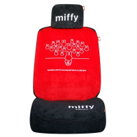 Miffy 米菲四季通用高档汽车全包座椅套 卡通刺绣麂皮绒座套 可四六分 MFYT-01 (红黑)