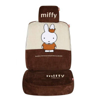 Miffy 米菲四季通用高档汽车全包座椅套 卡通刺绣麂皮绒座套 可四六分 MFYT-02 (米咖)
