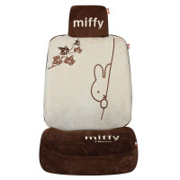Miffy 米菲四季通用高档汽车全包座椅套 卡通刺绣麂皮绒座套 可四六分 MFYT-04 (米咖)