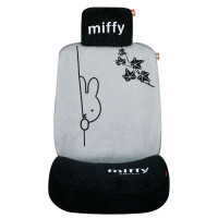 Miffy 米菲四季通用高档汽车全包座椅套 卡通刺绣麂皮绒座套 可四六分 MFYT-05 (灰黑)