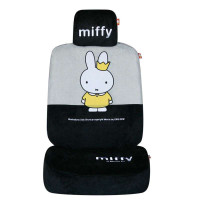 Miffy 米菲四季通用高档汽车全包座椅套 卡通刺绣麂皮绒座套 可四六分 MFYT-06 (灰黑)