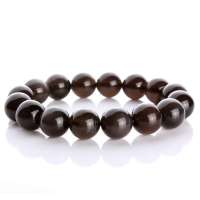 千美物语 精选天然冰种黑曜石护身符辟邪物手链中性12mm