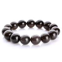 千美物语 精选天然冰种黑曜石护身符辟邪物手链男款14mm