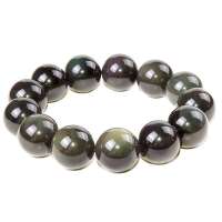 千美物语 精选天然冰种黑曜石护身符辟邪物手链超大尺寸款18mm