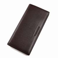 SAMMONS萨蒙斯 正品男包 雅士系列男士格纹牛皮长款钱包 058深咖啡