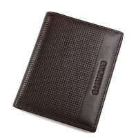 SAMMONS萨蒙斯 正品男包雅士系列男士格纹牛皮竖款钱包059 深咖啡