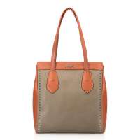 NUCELLE纽芝兰正品女包星空旋律牛皮铆钉撞色单肩包 309典雅杏