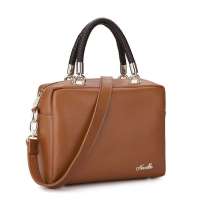 NUCELLE纽芝兰正品女包写意人生牛皮手提斜跨两用包 183棕色