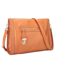 JUSTSTAR欧时纳 正品女包光.掠影铆钉斜挎女包 483温情橙