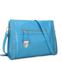 JUSTSTAR欧时纳 正品女包光.掠影铆钉斜挎女包 483海草蓝