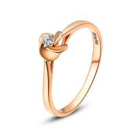 OL珠宝白18K金4分H色八箭八心钻石女戒 雏花 RA32128 12号