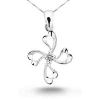 OL珠宝 18K白金天然钻石吊坠 四叶草 MPP1760A