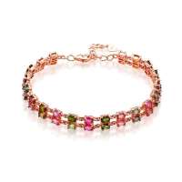 OL珠宝925银镶碧玺手链 SL1001