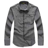 ATOPI欧榜商务休闲细条纹长袖衬衫(23009)(黑白条/S)