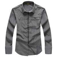 ATOPI欧榜商务休闲细条纹长袖衬衫(23009)(黑白条/XL)