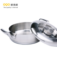 OQO欧克欧炒锅不粘锅304不锈钢炒菜家用锅具燃气无油烟双耳500008