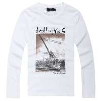 VaLS 男装复古大炮印花休闲长袖T恤韩版圆领T恤010200133(白色/L)