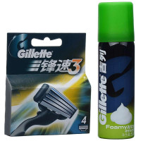 吉列锋速3刀片4片装+迷你刮胡泡