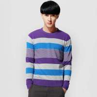 唐狮 男圆领条纹线衫11131104300270705(蔷薇紫L)