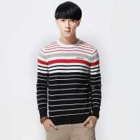 唐狮 男款圆领变化条纹线衫11131104300941706(印度红XL)