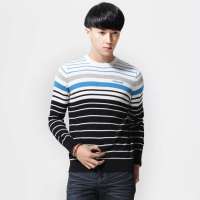 唐狮 男款圆领变化条纹线衫11131104300961205(海军蓝L)